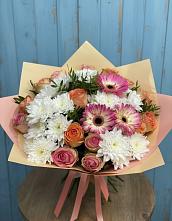 Букет цветов из:  Розы, Герберы и Хризантемы в Умёте