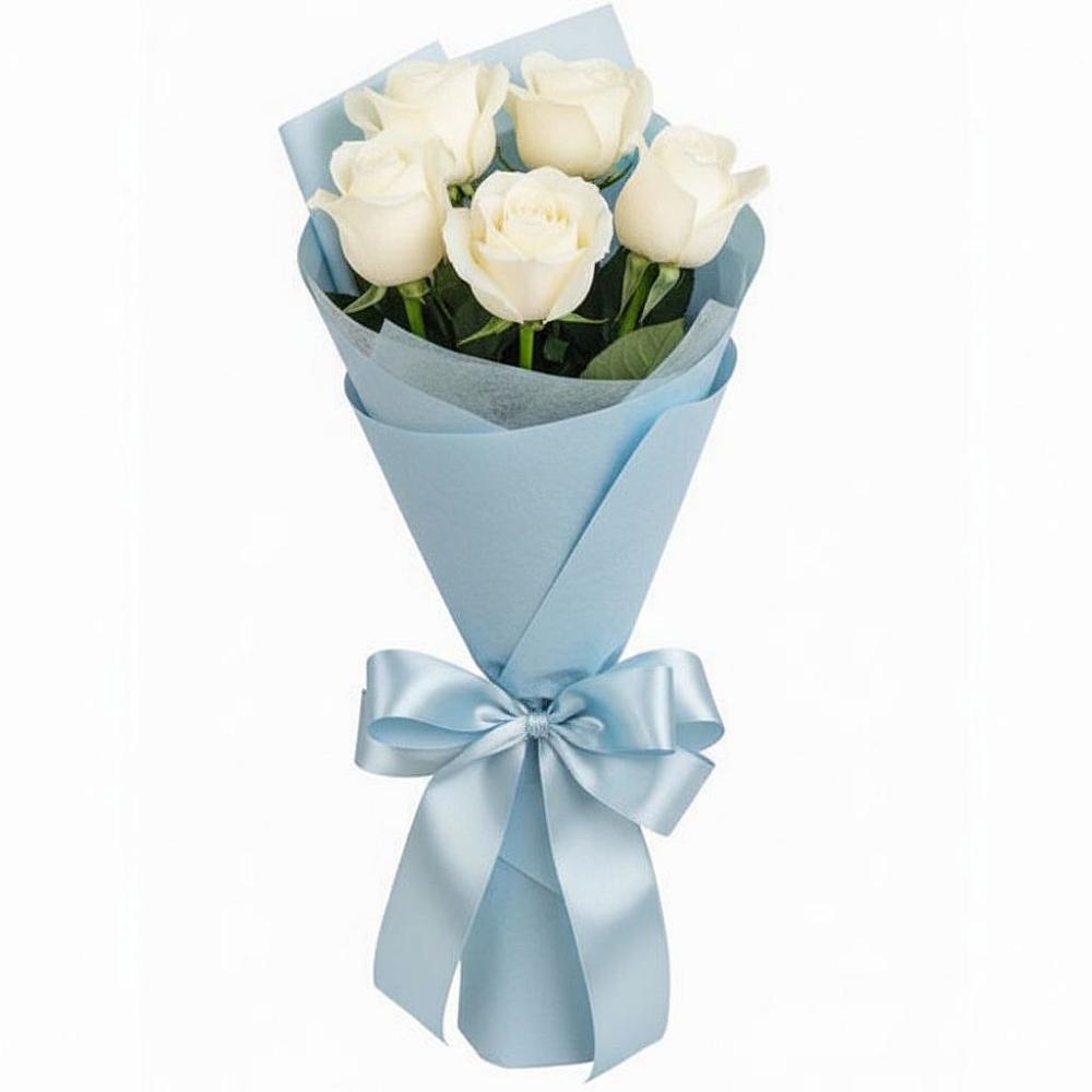 Букет 5 Белых роз Проуд в Умёте