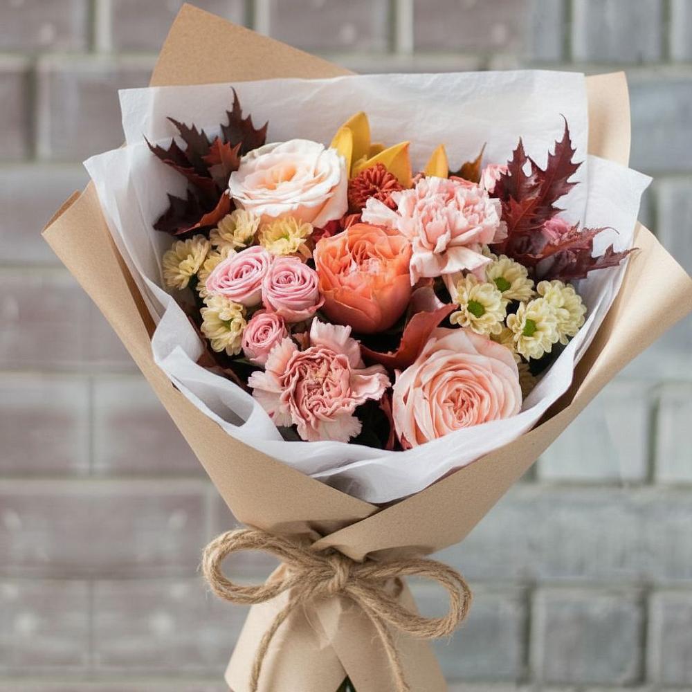 Букет цветов из: Гвоздики, Хризантемы и Розы в Умёте