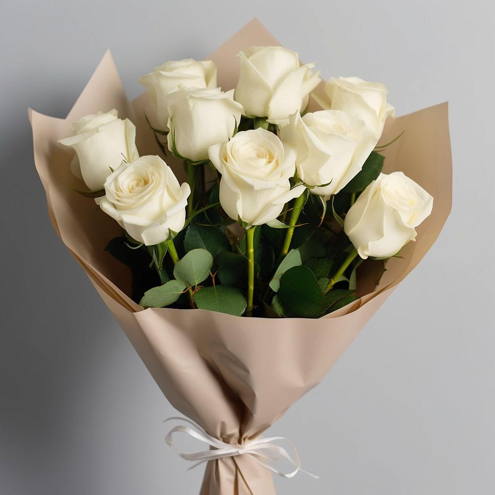 Букет 9 Белых роз Эдлесс Лав в Умёте