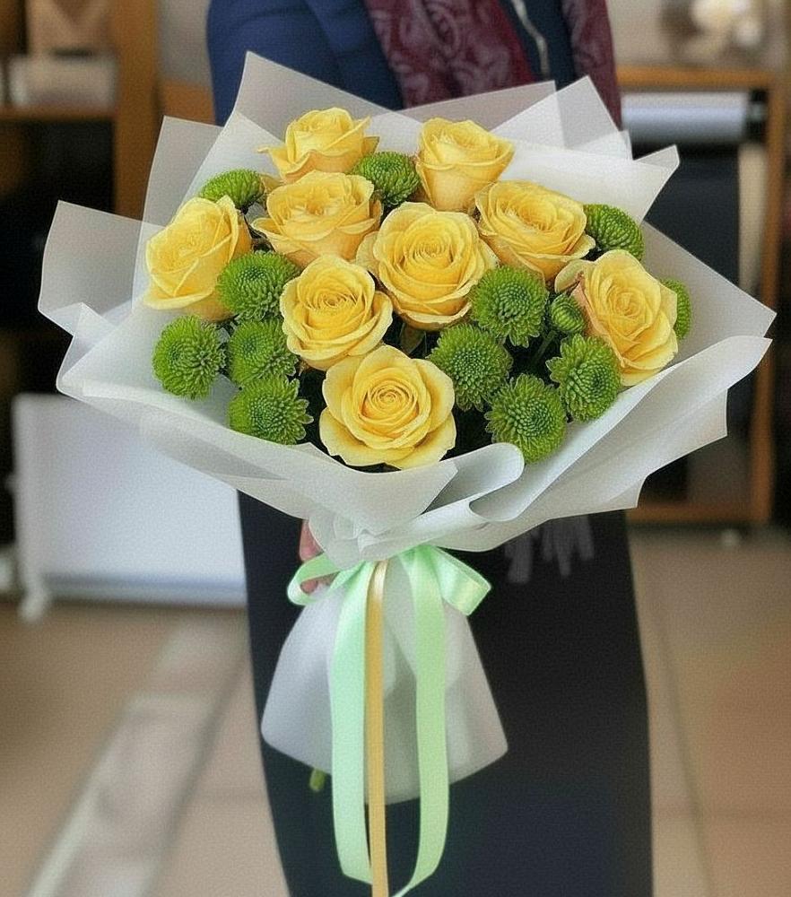 Букет цветов из: Хризантемы и Розы в Умёте