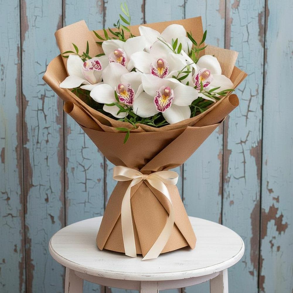 Букет цветов из: Орхидеи и Розы в Умёте