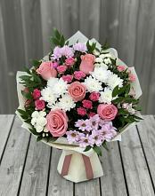 Букет цветов из:  Альстромерии, Гвоздики, Розы и Хризантемы в Умёте