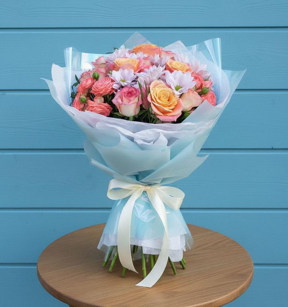 Букет цветов из: Хризантемы и Розы в Умёте