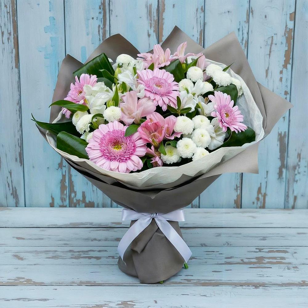 Букет цветов из: Герберы, Альстромерии и Хризантемы в Умёте