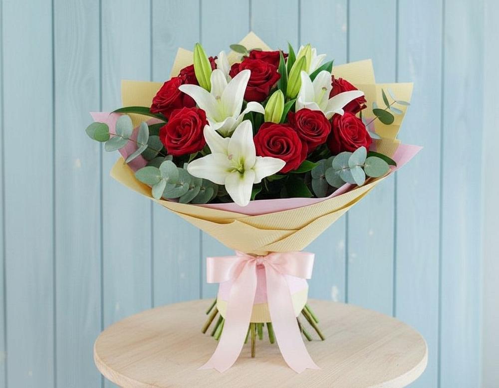 Букет цветов из: Лилии и Розы в Умёте